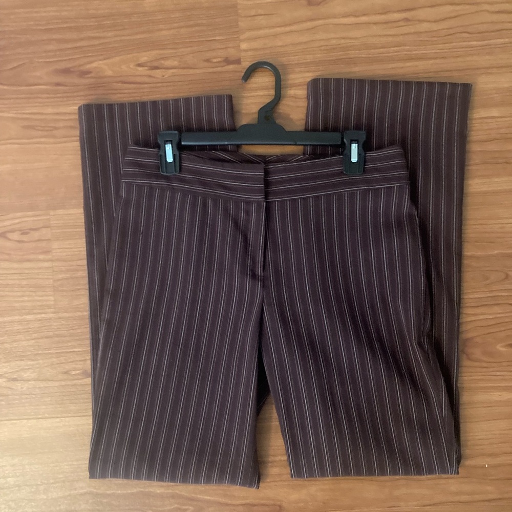 Late 90s/ Early 2000s Bootcut Brown and White Pinstripe Pants